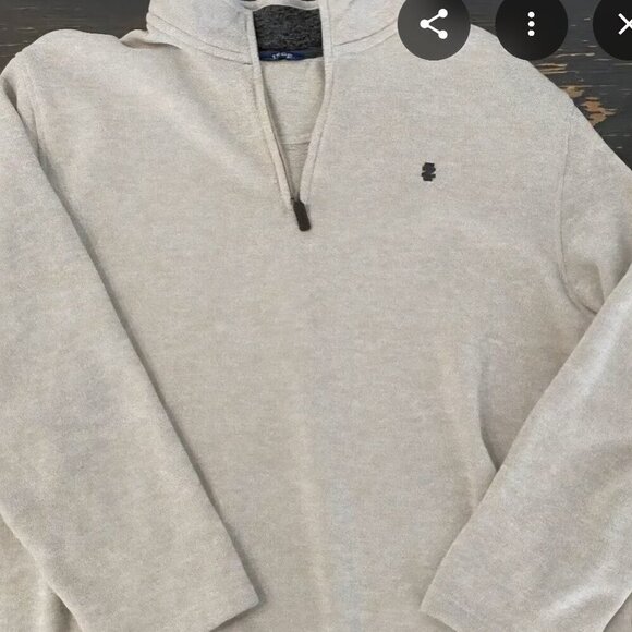 NWT Izod big and tall creme Beige Preppy quarter zip logo soft sweatshirt 3XLT - Picture 2 of 5